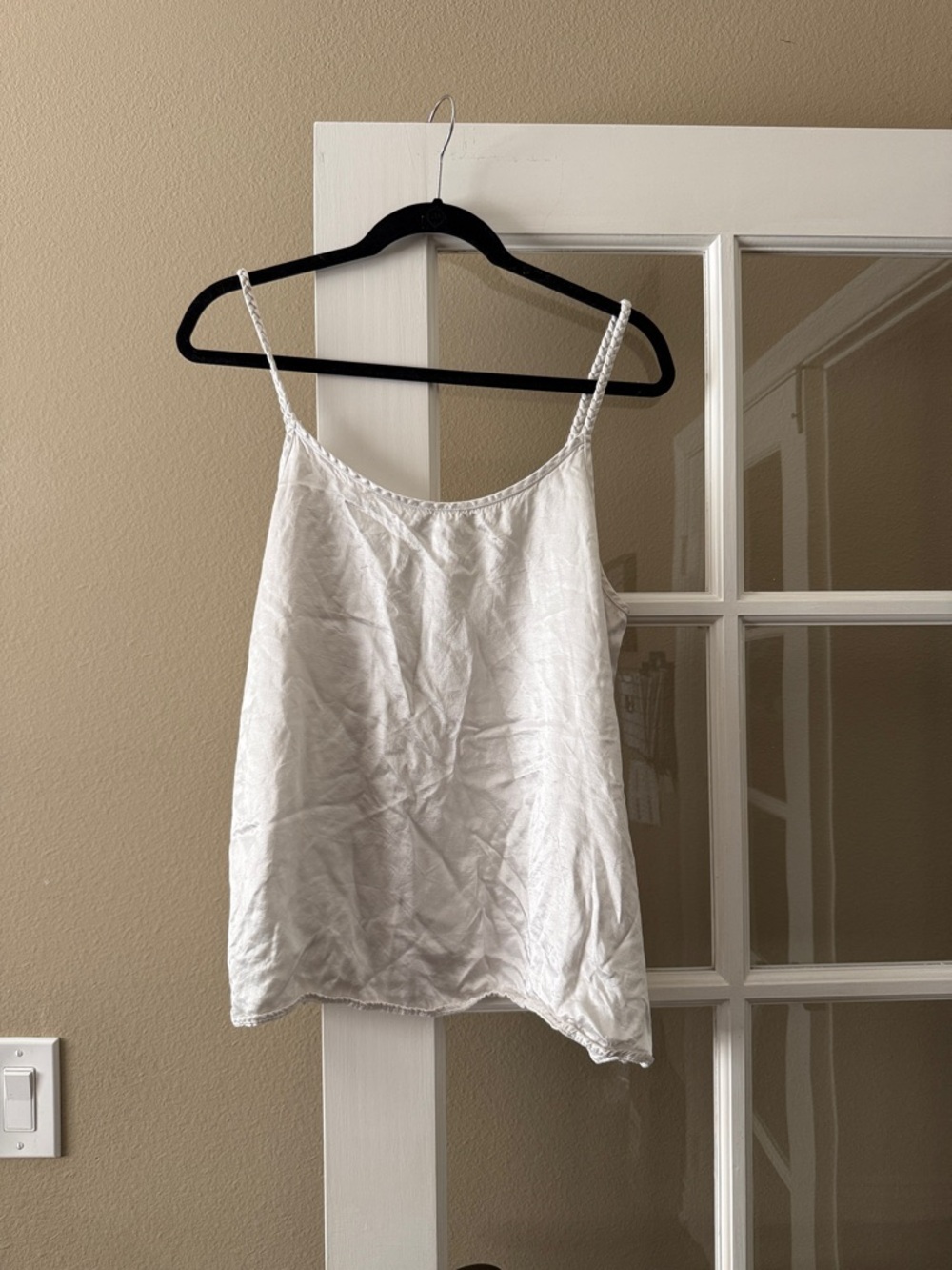 Satin Braided-Strap White Camisole